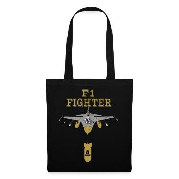 Avion de chasse - Sac en tissu - noir - Devant
