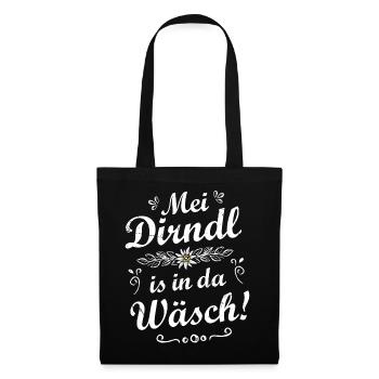 Mei Dirndl is in da Wäsch Tracht Madl - Stoffbeutel - Schwarz - Vorne