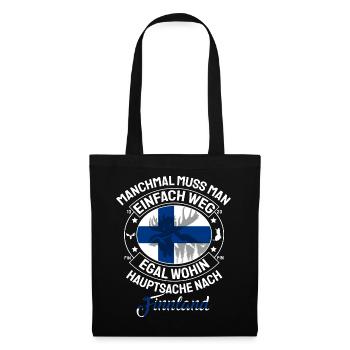 Manchmal weg Hauptsache Finnland Spruch - Stoffbeutel - Schwarz - Vorne