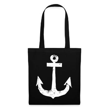 Anker | Anchor | Vintage | Weiss - Stoffbeutel - Schwarz - Vorne