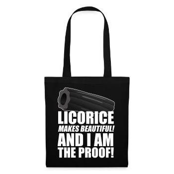 Lakritz Spruch Bärendreck LICORICE MAKES BEAUTIFUL - Stoffbeutel - Schwarz - Vorne