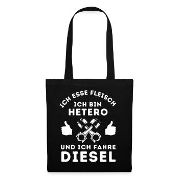 Ich esse Fleisch, ich bin Hetero und Fahre Auto - Stoffbeutel - Schwarz - Vorne