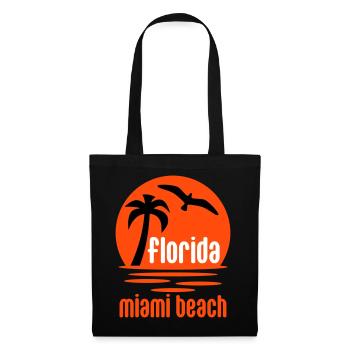 Floride, Miami beach (soleil, palmier, oiseau) - Sac en tissu - noir - Devant