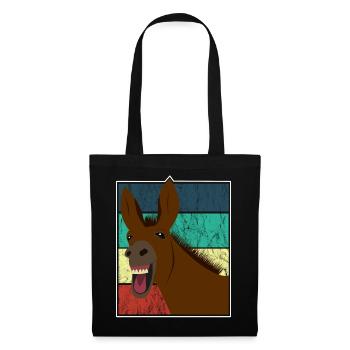 Maultier Muli Esel Pferd Vintage Geschenk - Stoffbeutel - Schwarz - Vorne