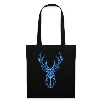 Neon Deer Head Antler Blue - Tote Bag - black - Front