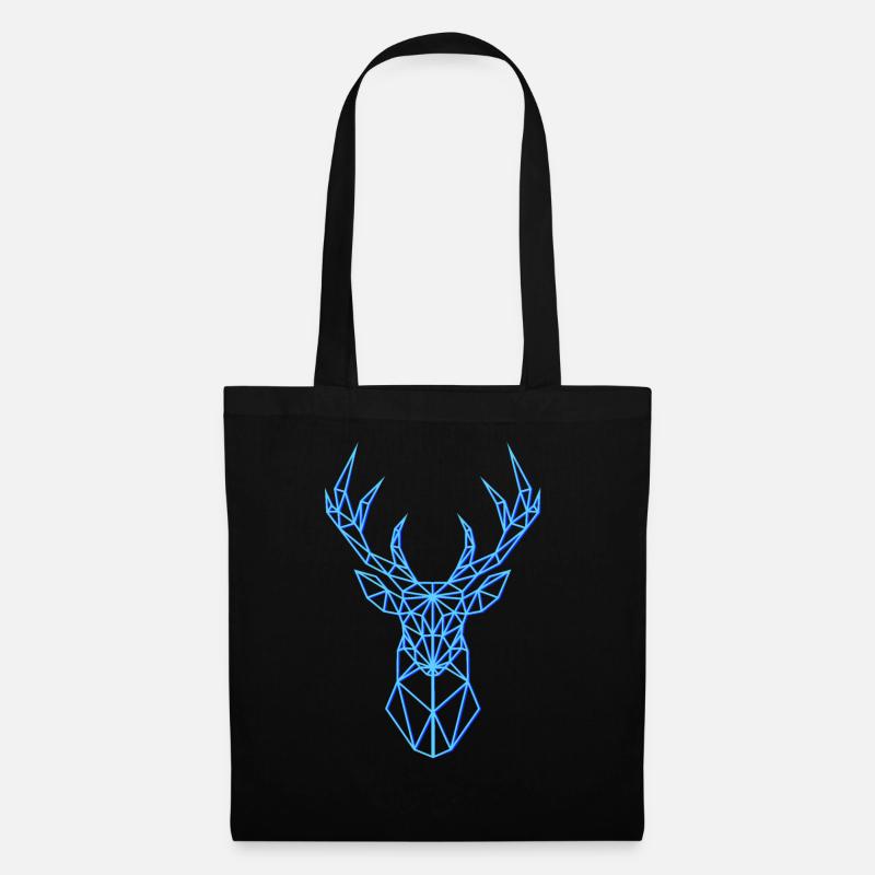 Neon Hirsch Kopf Geweih Blau - Stoffbeutel - Schwarz