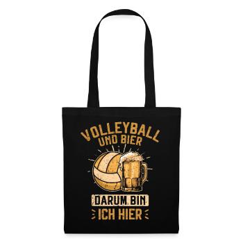 Volleyball und Bier Darum Bin Ich Hier - Stoffbeutel - Schwarz - Vorne