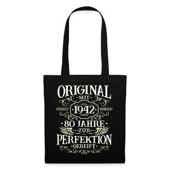80 Jahre Geburtstag 1942 Jahrgang Geschenk - Stoffbeutel - Schwarz - Vorne