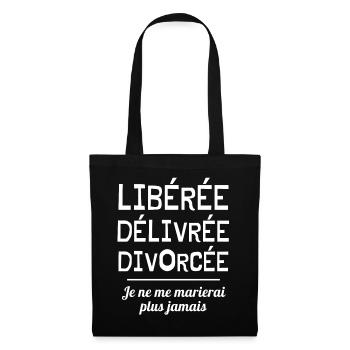 divorcée, libérée, mariage, divorce - Sac en tissu - noir - Devant