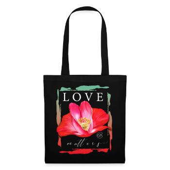 Love matters Mohnblume Herz Liebe Valentinstag - Stoffbeutel - Schwarz - Vorne