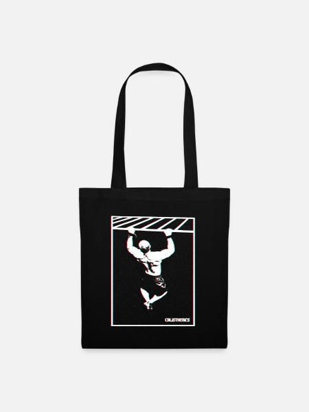 Calisthenics Pull-Up Glitch Design - Stoffbeutel - Schwarz