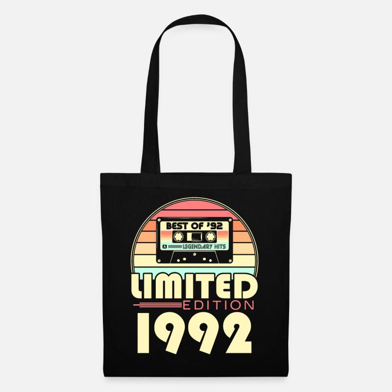 1992 Jahrgang Geburtstag Vintage Retro Geschenk - Stoffbeutel - Schwarz