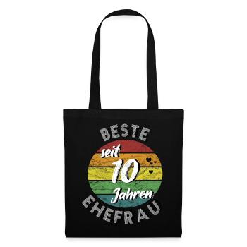 beste Ehefrau seit 10 Jahren Rosenhochzeit retro - Stoffbeutel - Schwarz - Vorne
