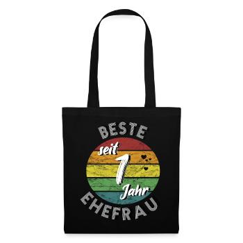 beste Ehefrau seit 1 Jahr 1. Hochzeitstag retro - Stoffbeutel - Schwarz - Vorne