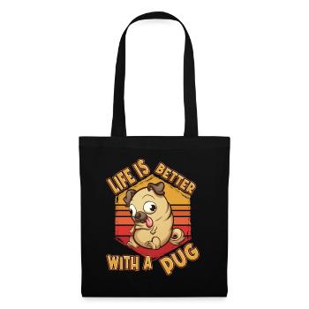 Pug Pug Saying Funny Dog Pet Cartoon Comic - Tote Bag - black - Front