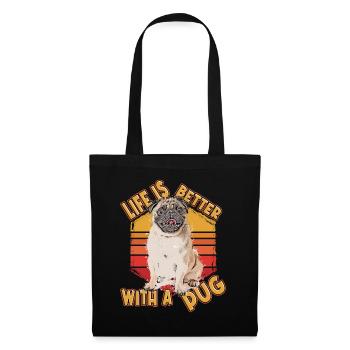 Pug Pug Saying Funny Dog Pet Cartoon Comic - Tote Bag - black - Front