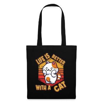 La vie de chat est meilleure avec un chat qui dit drôle - Sac en tissu - noir - Devant