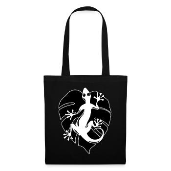 Salamandre et feuille - Sac en tissu - noir - Devant
