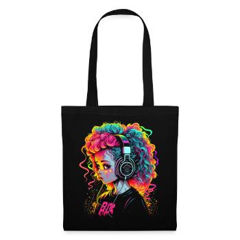 Cute Girl With Headphones - Tote Bag - black - Front