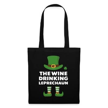 Der Wein trinkende Kobold - Stoffbeutel - Schwarz - Vorne