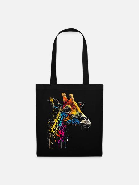 Bunte Giraffe Graffiti Airbrush Artwork - Stoffbeutel - Schwarz