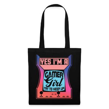 Oui, je suis une fille de joueur Essayez de suivre, Gaming Funny - Sac en tissu - noir - Devant