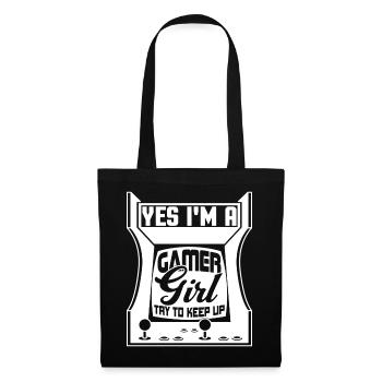 Oui, je suis une fille de joueur Essayez de continuer à jouer drôle - Sac en tissu - noir - Devant