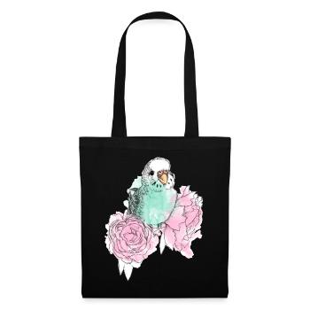 Budgerigars and peonies - Tote Bag - black - Front