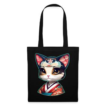 Cute Samurai Cats Lady Anime Manga - Tote Bag - black - Front