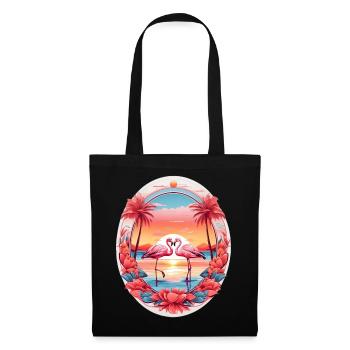Flamingos - Stoffbeutel - Schwarz - Vorne
