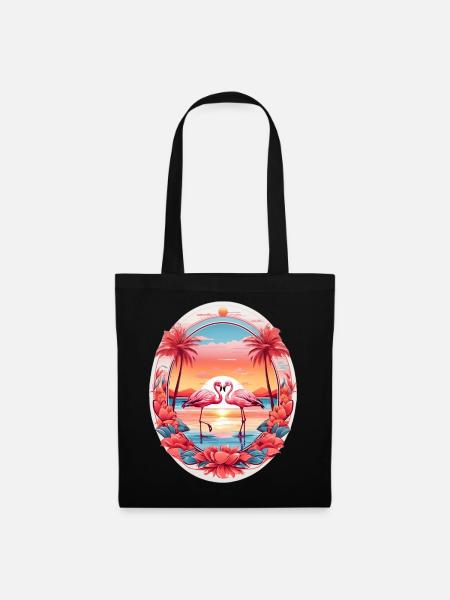 Flamingos - Stoffbeutel - Schwarz