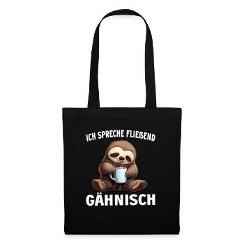 Faultier Kaffee Kaffeeliebhaber Faultiere Spruch - Stoffbeutel - Schwarz - Vorne