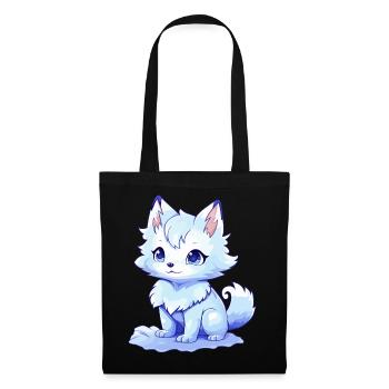 Kawaii Arctic Fox Mignon Japonais Anime Esthétique - Sac en tissu - noir - Devant