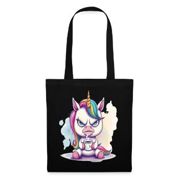 A angry looking unicorn, holding a cup of coffee - Tote Bag - black - Front
