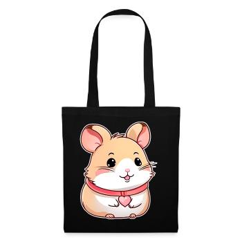 Hamster mignon avec des coeurs - Sac en tissu - noir - Devant