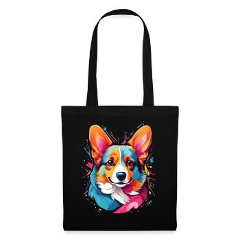 Corgi Splash - Stoffbeutel - Schwarz - Vorne