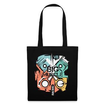 Logo rétro V8 Musclecar Moteur Vintage Moteur Piston Logo - Sac en tissu - noir - Devant