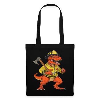 Firefighter T-Rex Funny Heroic Design - Tote Bag - black - Front