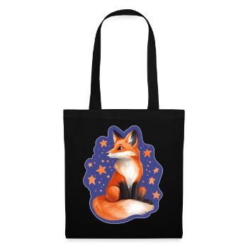 Renard et étoiles - Sac en tissu - noir - Devant