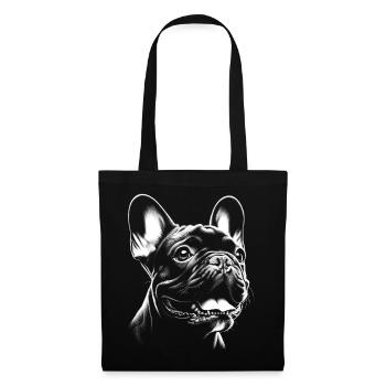 Tête de bouledogue français en noir et blanc - Sac en tissu - noir - Devant