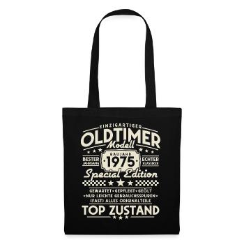 Vintage Oldtimer 1975 Jahrgang Geburtstag Geschenk - Stoffbeutel - Schwarz - Vorne