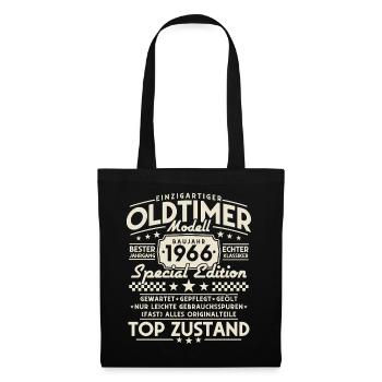 Oldtimer 1966 Jahrgang Vintage Retro Geburtstag - Stoffbeutel - Schwarz - Vorne