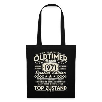 Oldtimer 1971 Jahrgang Vintage Retro Geburtstag - Stoffbeutel - Schwarz - Vorne
