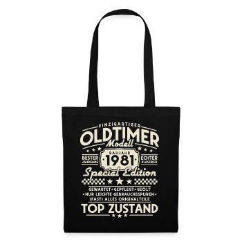 Oldtimer_1981_Jahrgang_Vintage_Retro_Geburtstag - Stoffbeutel - Schwarz - Vorne