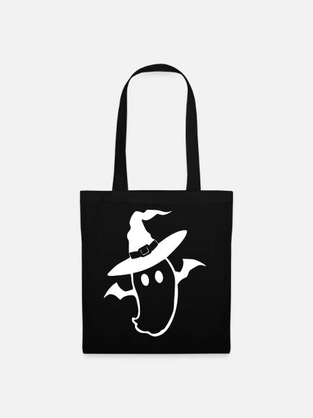 Halloween_T-shirt_Gespenst_weiss_spooky_cute - Stoffbeutel - Schwarz
