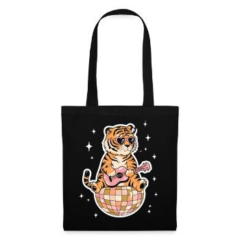 Tiger Disco Ball Groovy Retro 80s Costume - Tote Bag - black - Front