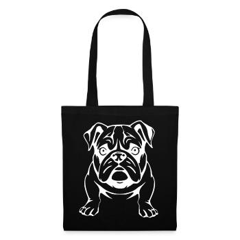 Bulldogge Hunde T-shirt Hundeshirt Geschenk  - Stoffbeutel - Schwarz - Vorne