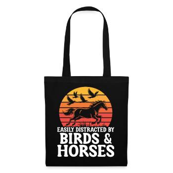 Vögel und Pferde Reiten Reiten Reiter - Stoffbeutel - Schwarz - Vorne