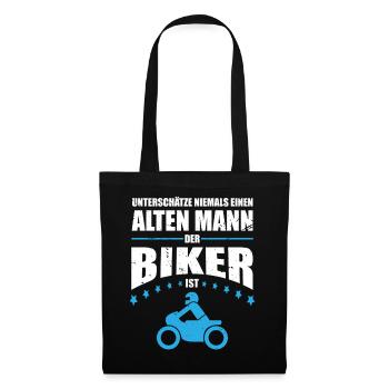 Alter Mann - Biker | Retro Vintage - Stoffbeutel - Schwarz - Vorne