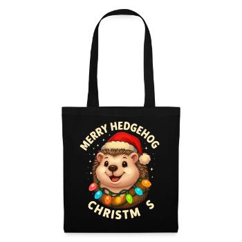 Hedgehog Christmas Funny Winter Woodland Animal Gift - Tote Bag - black - Front